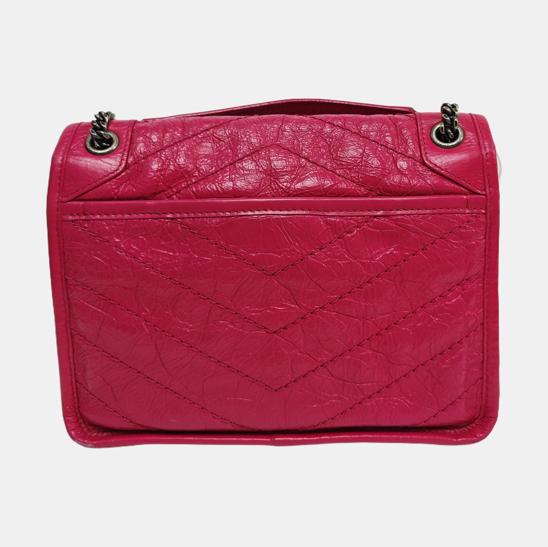 NIKI Small Chevron Calfskin Red