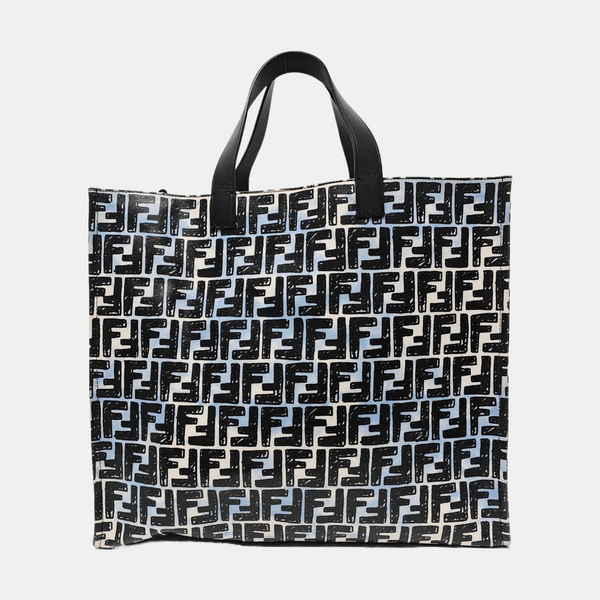Coated Canvas Tote Bag Blue