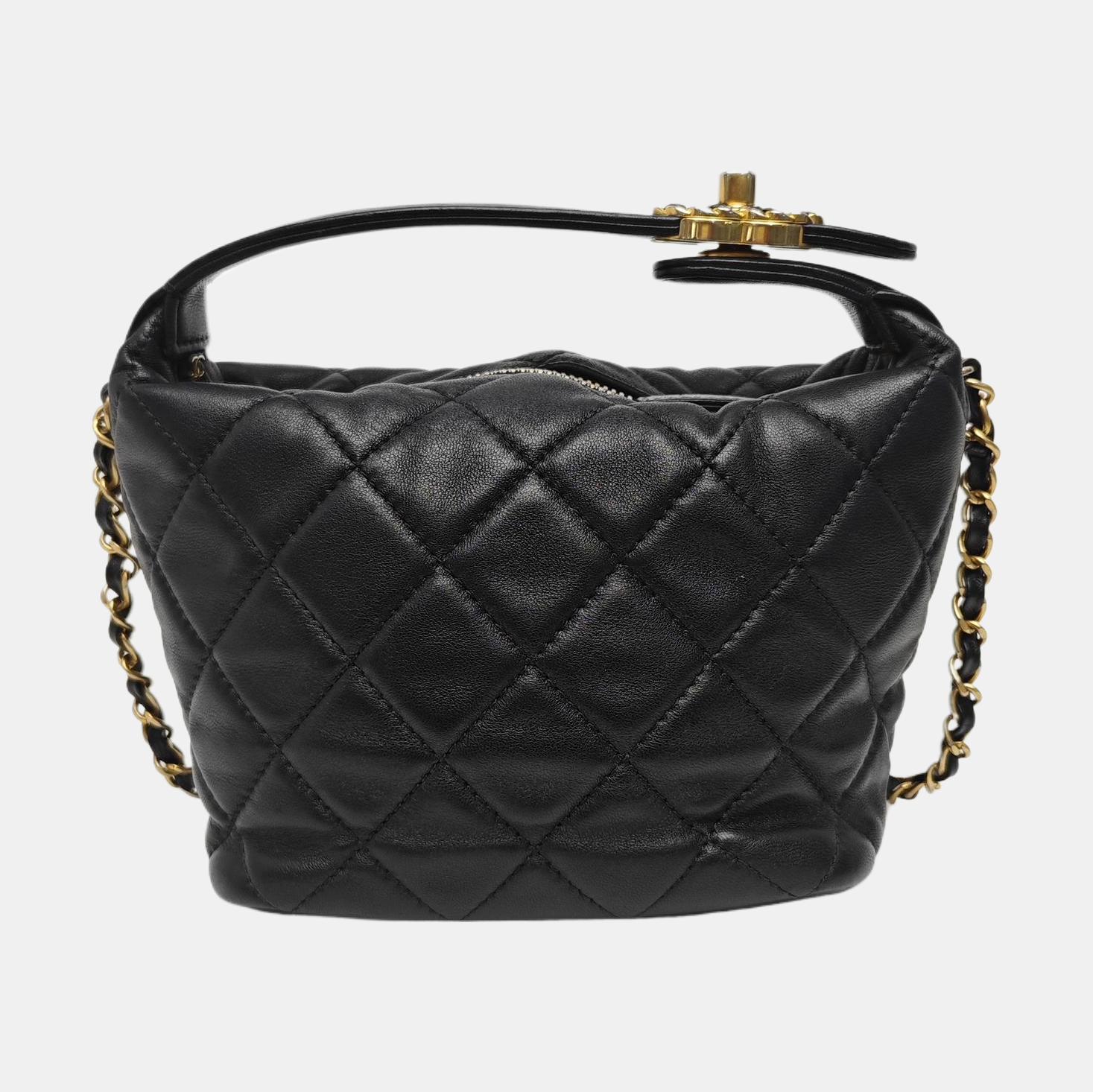Quilted Lambskin Shoulder Bag Black