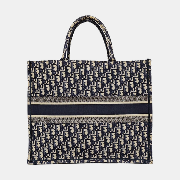 Book Tote Large Oblique Canvas Beige
