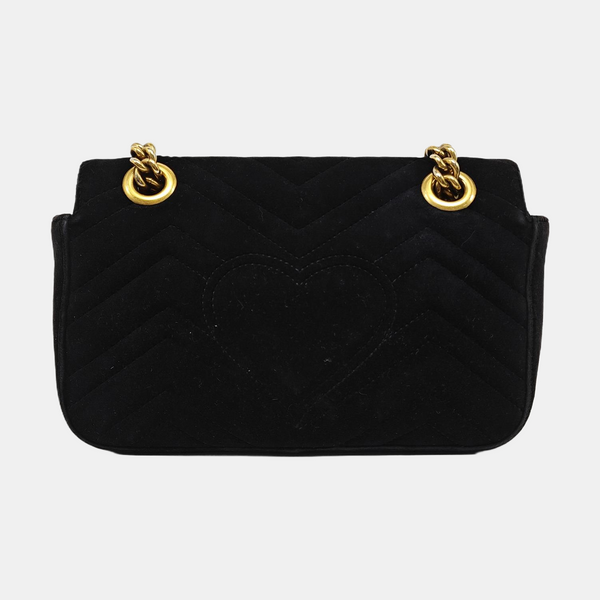 GG Marmont Small Quilted Velvet Black