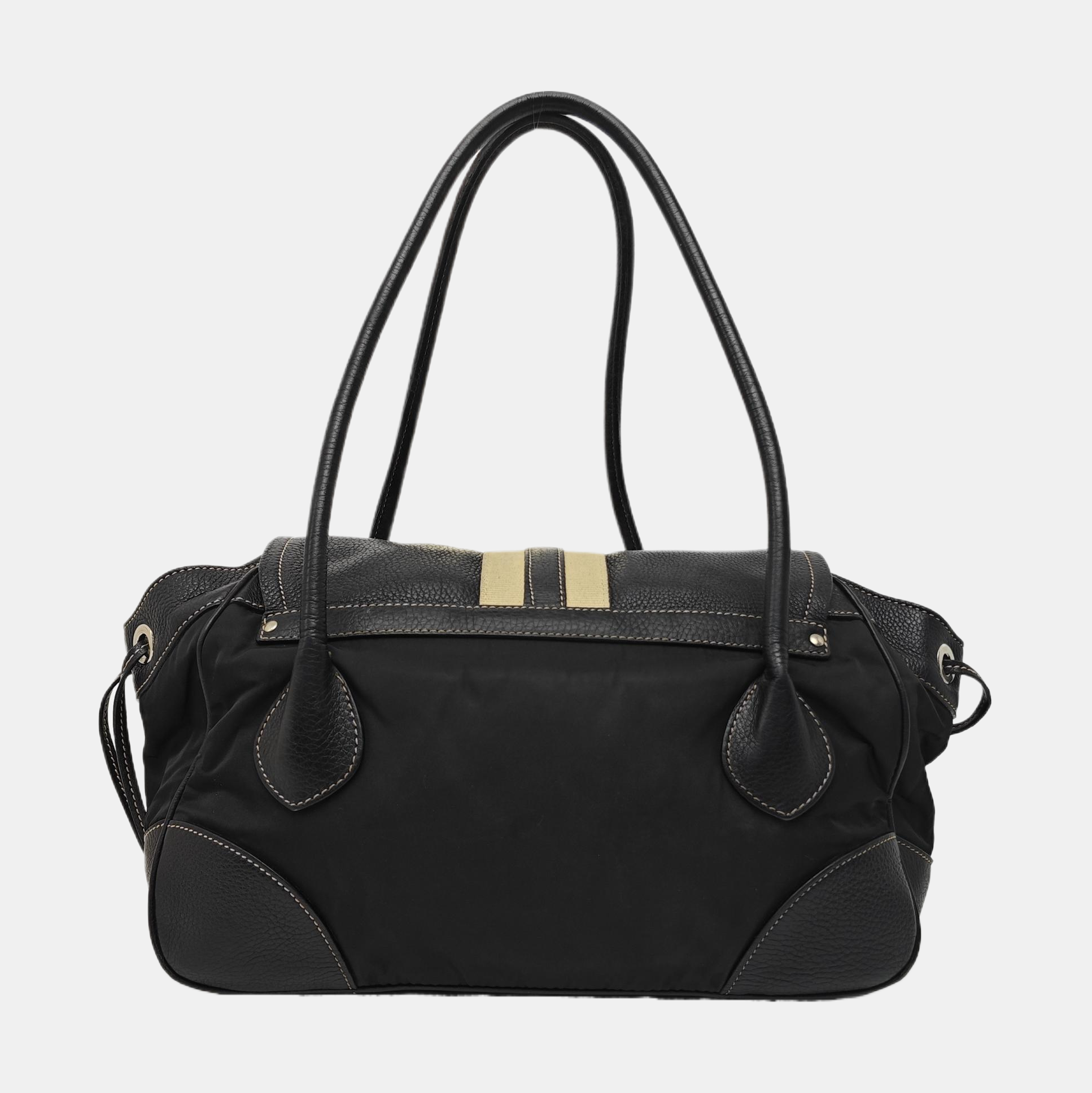 Nylon Top Handle Bag Black