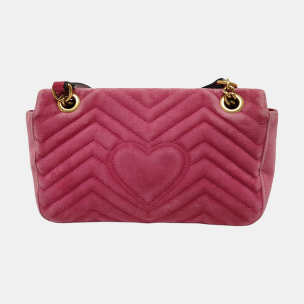 GG Marmont Medium Quilted Velvet Pink