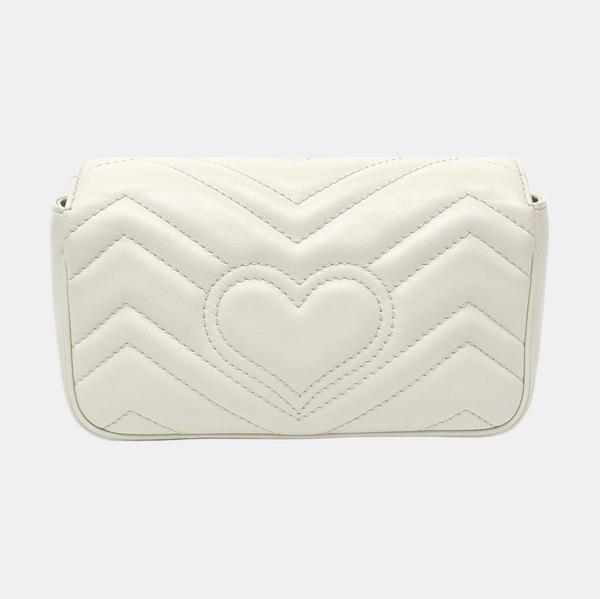 GG Marmont Mini Quilted Calfskin White