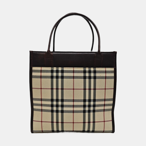 Coated Canvas Top Handle Bag Beige