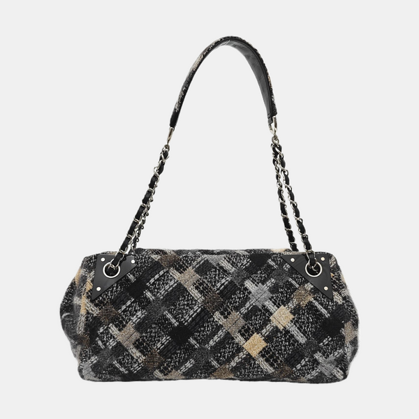 Quilted Fabric Shoulder Bag Gray