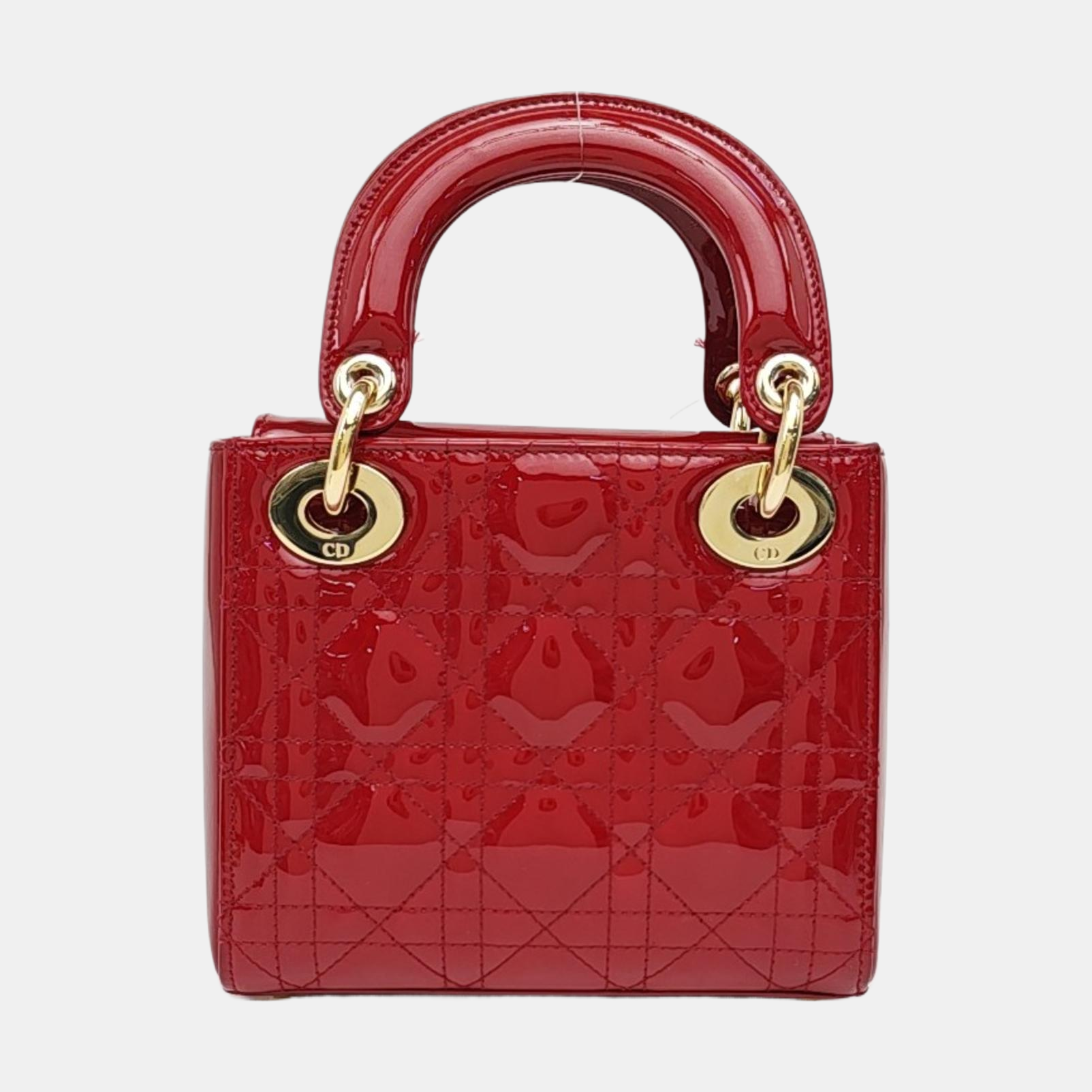 Lady Dior Mini Cannage Patent Leather Red