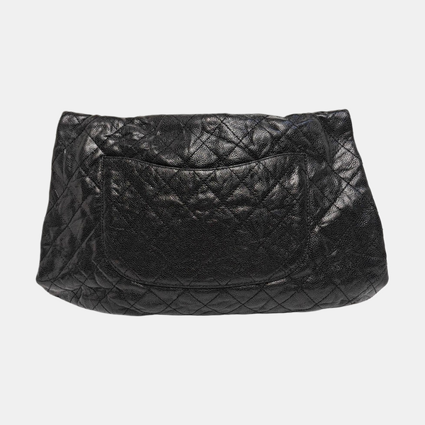 Quilted Grained Calfskin Shoulder Bag Black