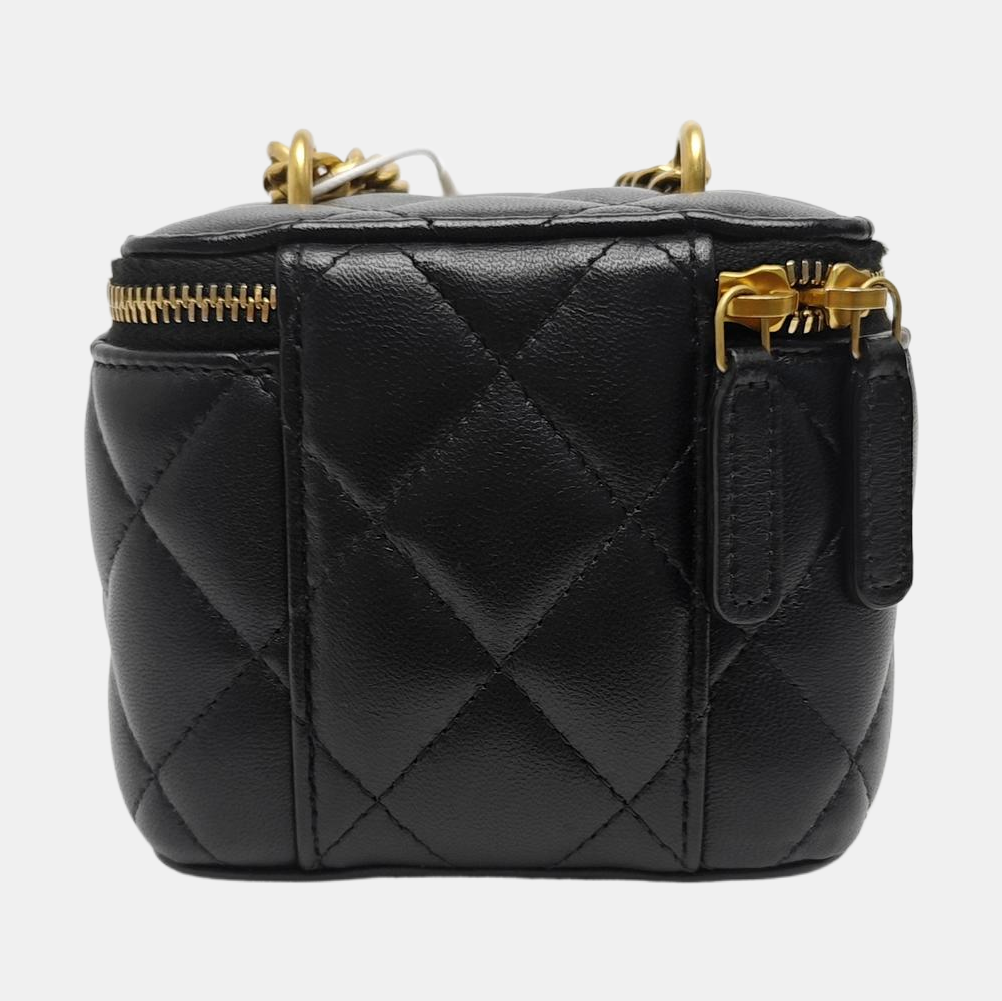 VANITY CASE Mini Quilted Lambskin Black