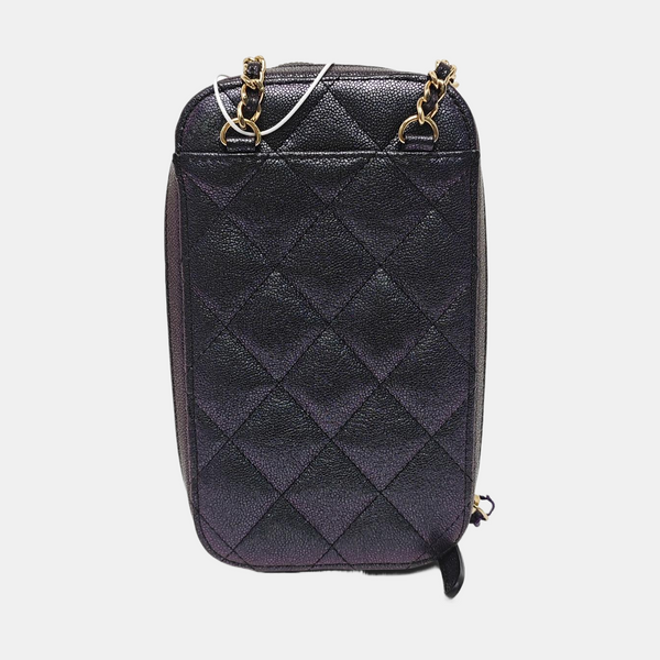 Quilted Grained Calfskin Metallic