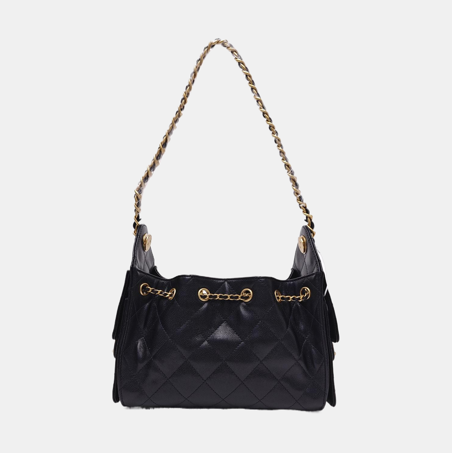 CHANEL 25 Mini Quilted Grained Calfskin Black