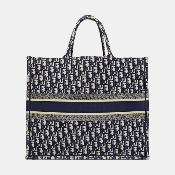 Book Tote Large Oblique Canvas Beige