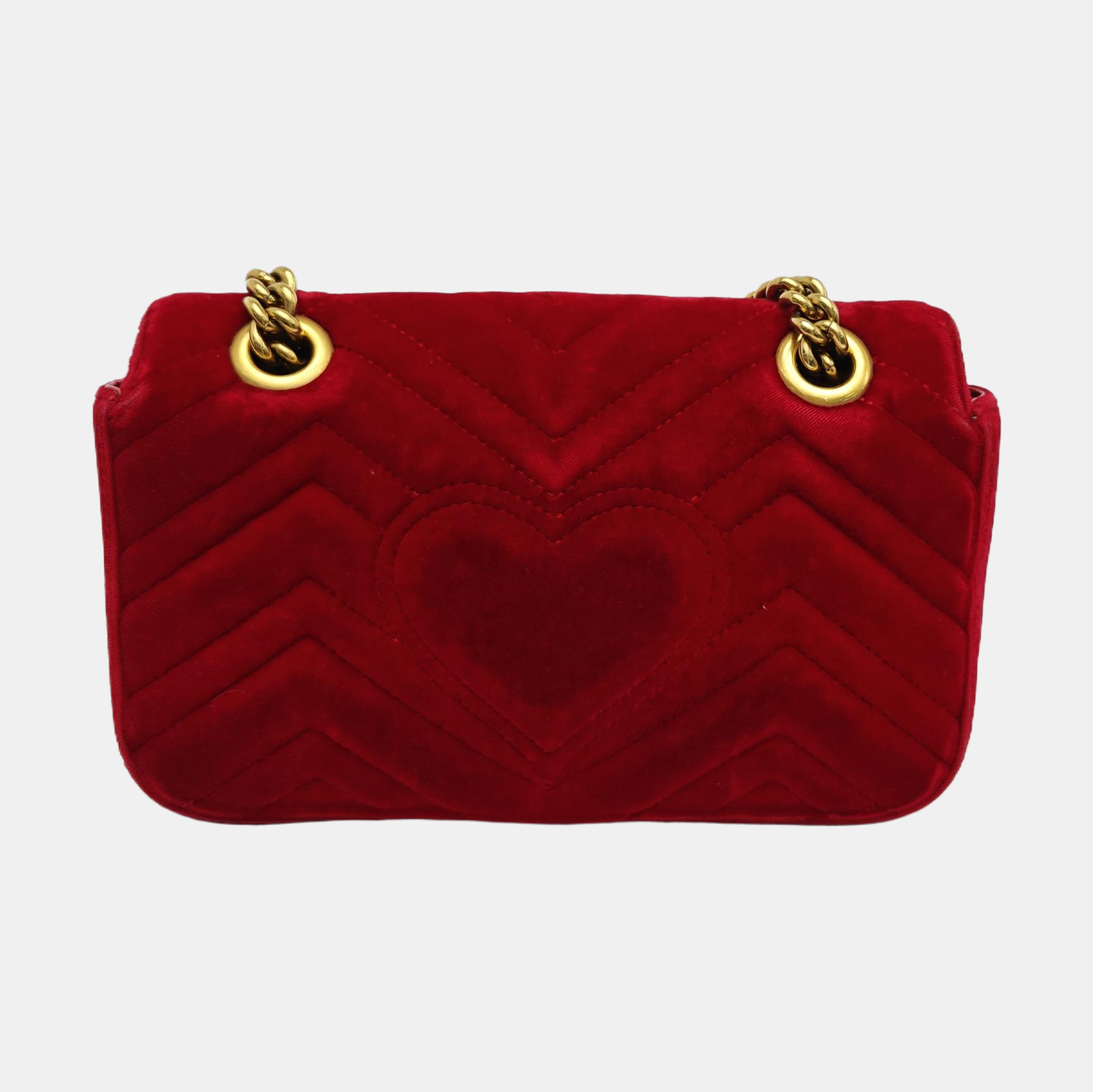 GG Marmont Small Quilted Velvet Red