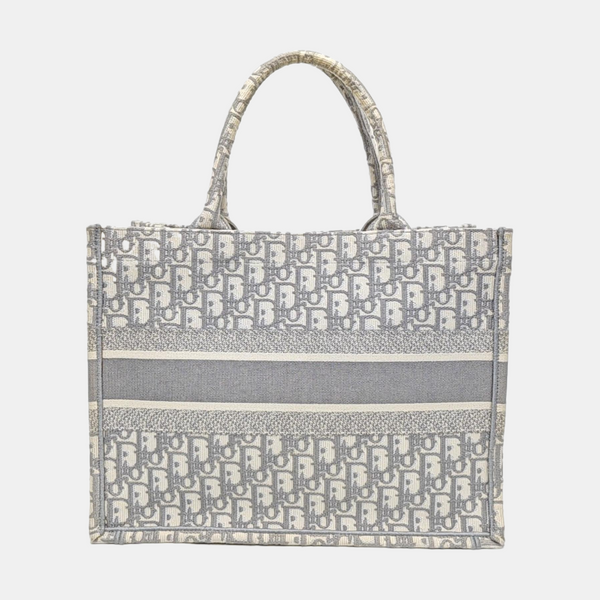 Book Tote Medium Oblique Canvas White