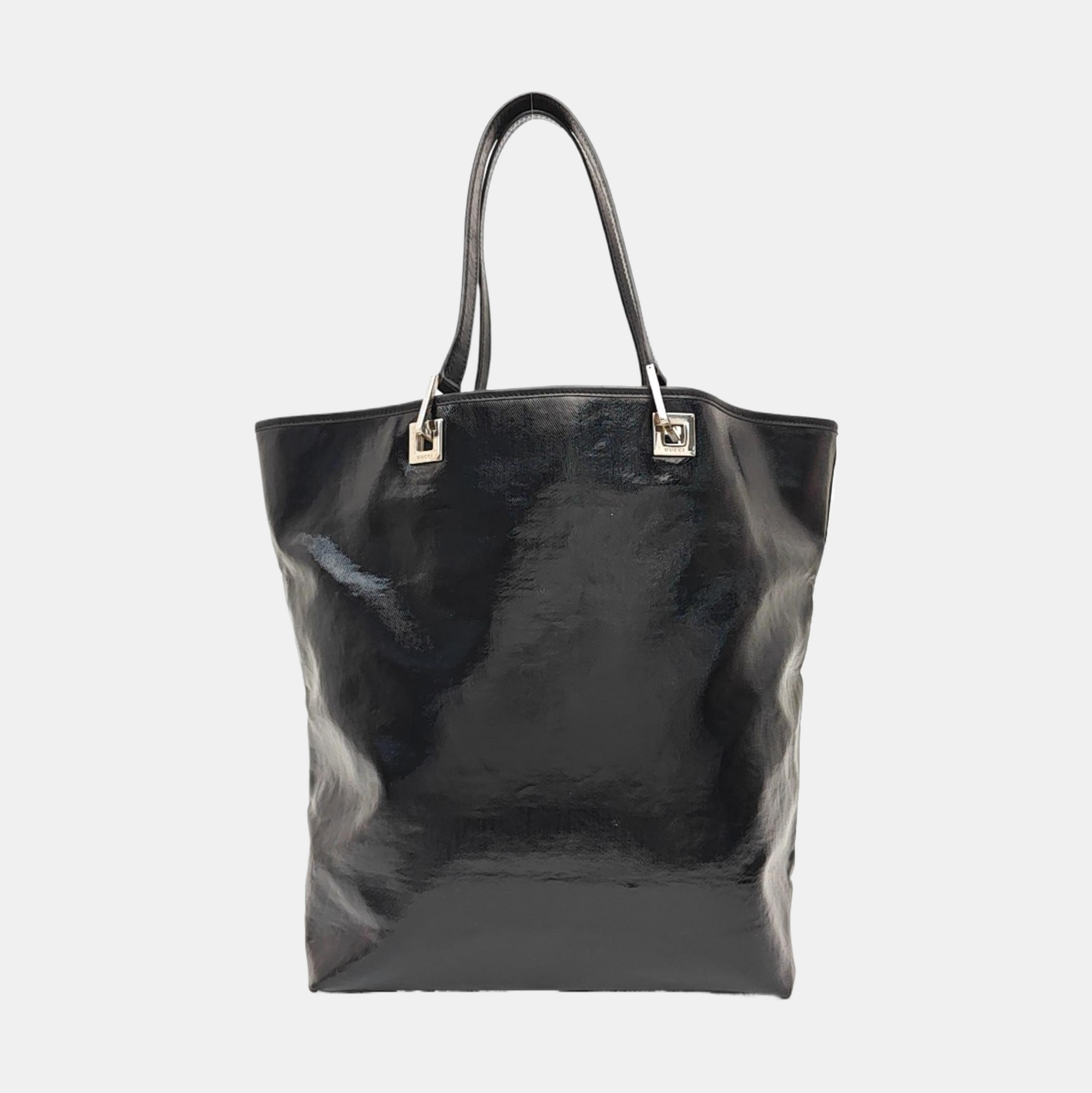 Patent Leather Top Handle Bag Black
