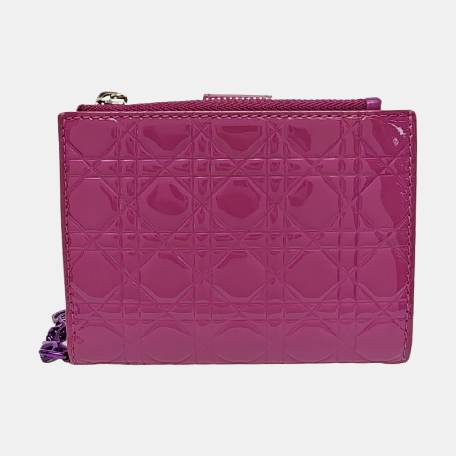 Authenticated pre-owned  Lady Dior Cannage Patent Leather Purple Wallet - Wallet at Looply
