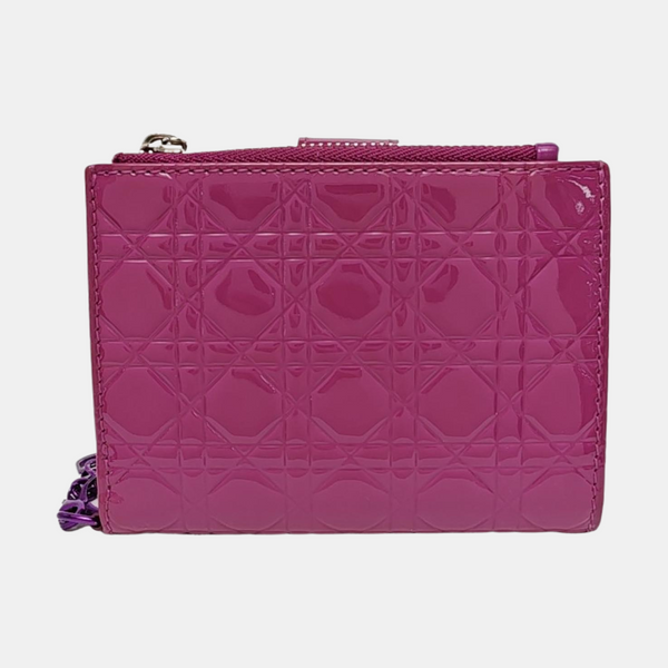 Authenticated pre-owned  Lady Dior Cannage Patent Leather Purple Wallet - Wallet at Looply
