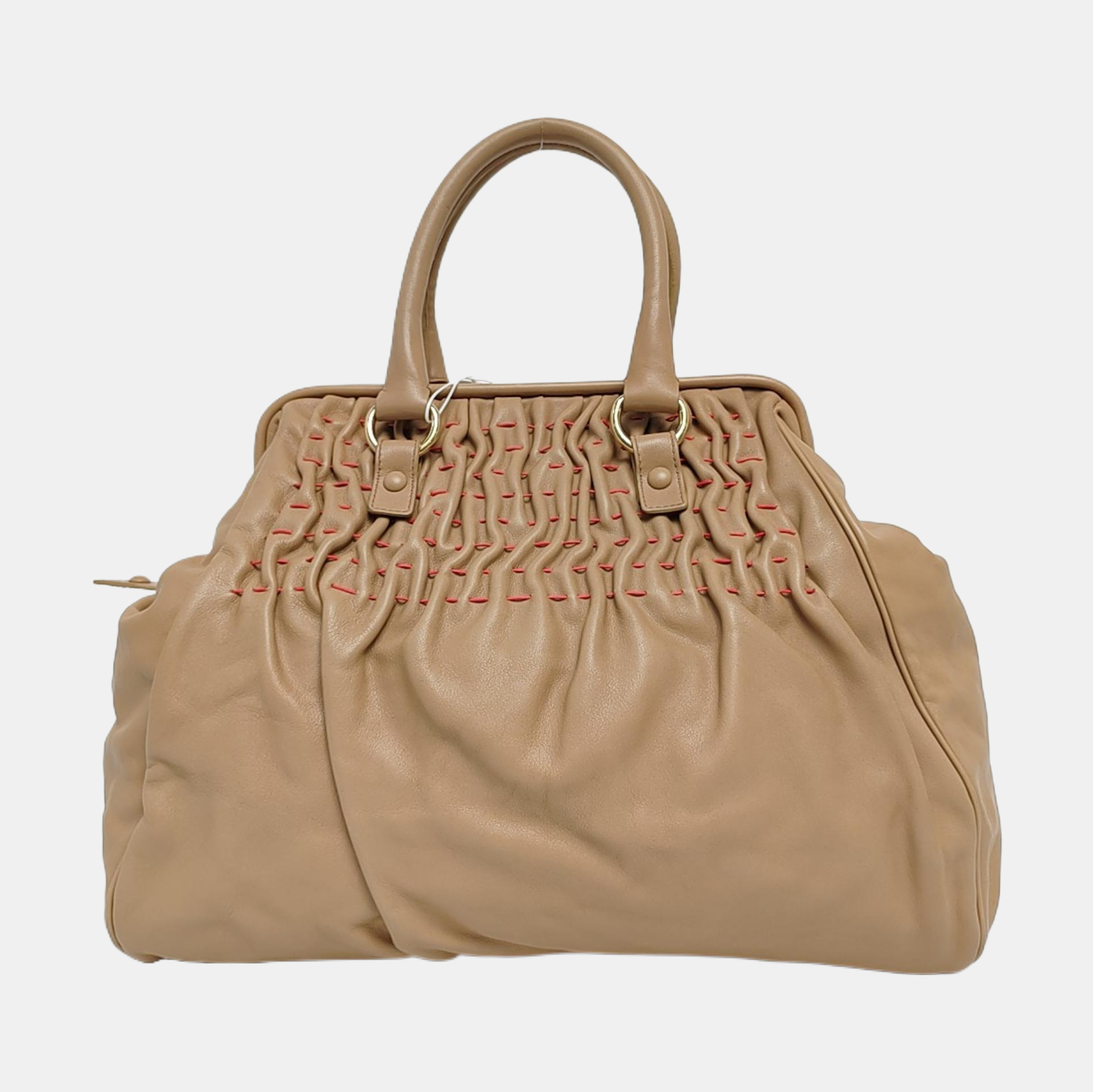 Quilted Calfskin Tote Bag Beige