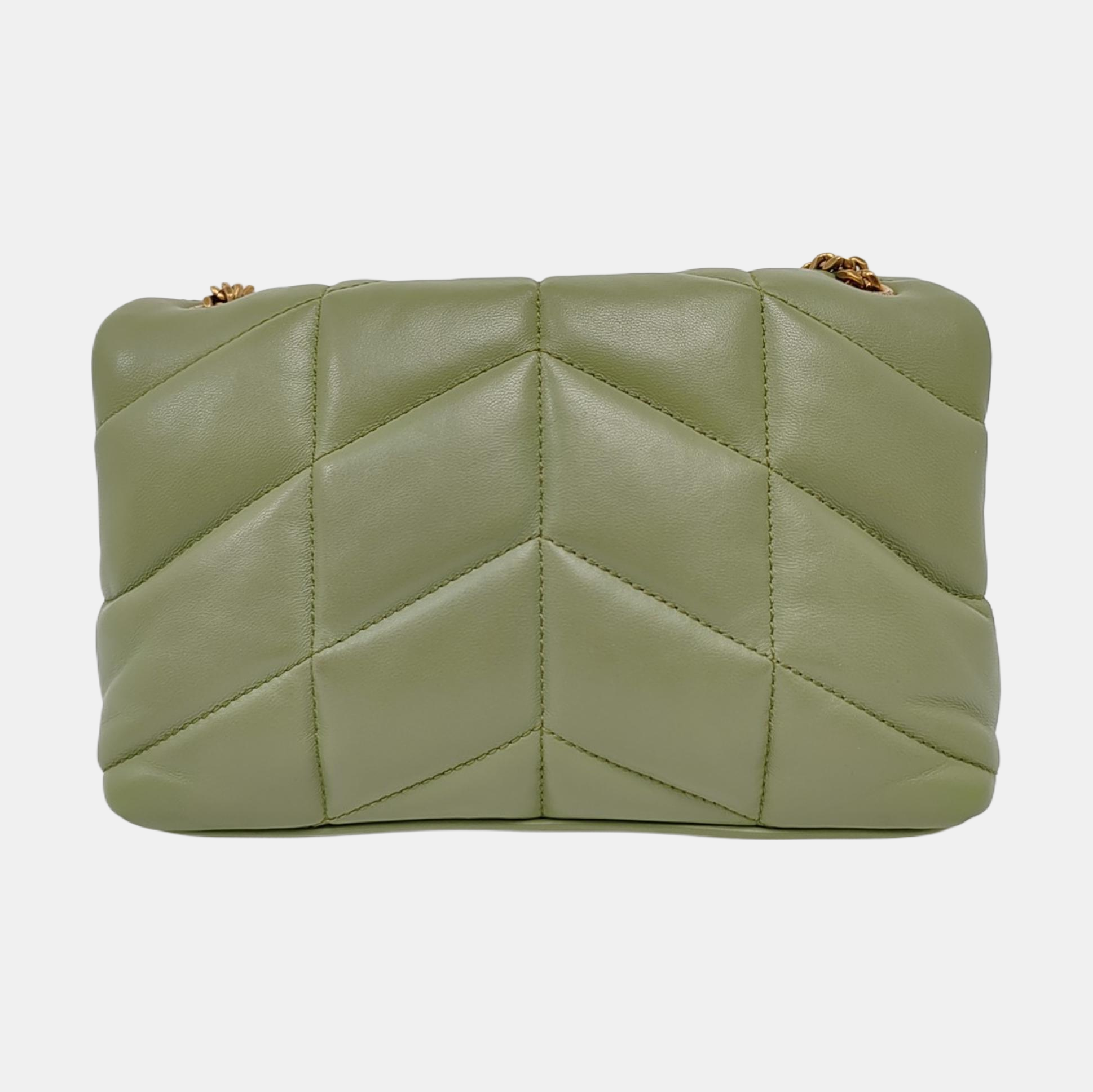 PUFFER Mini Chevron Lambskin Green