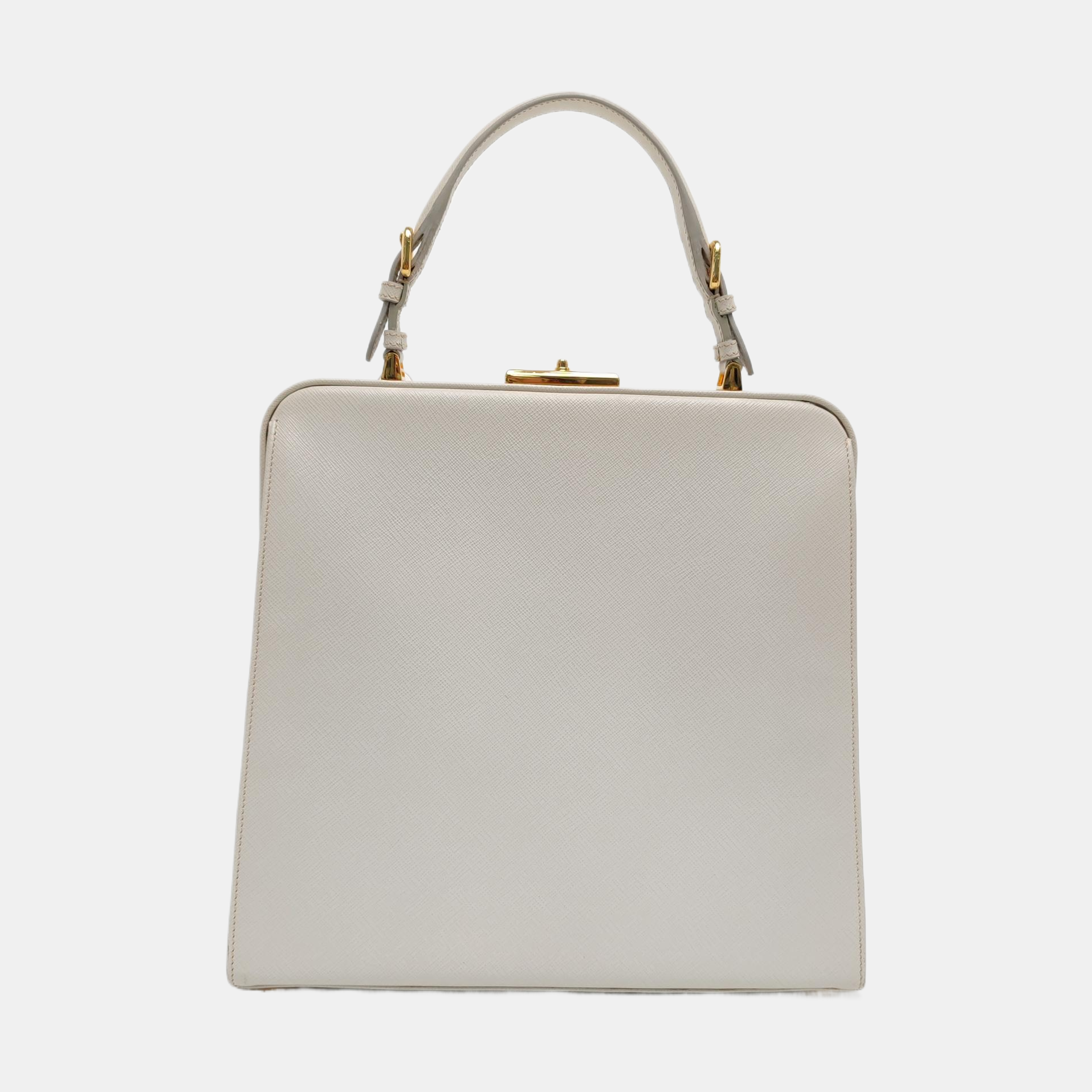 Saffiano Calfskin Top Handle Bag White