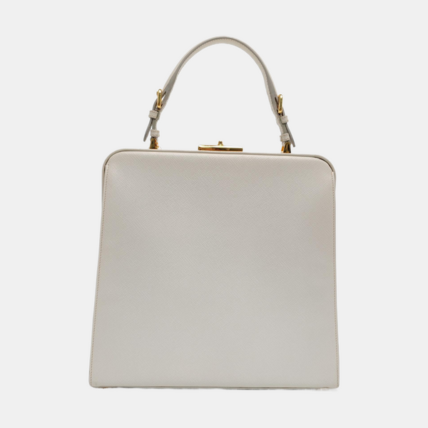 Saffiano Calfskin Top Handle Bag White