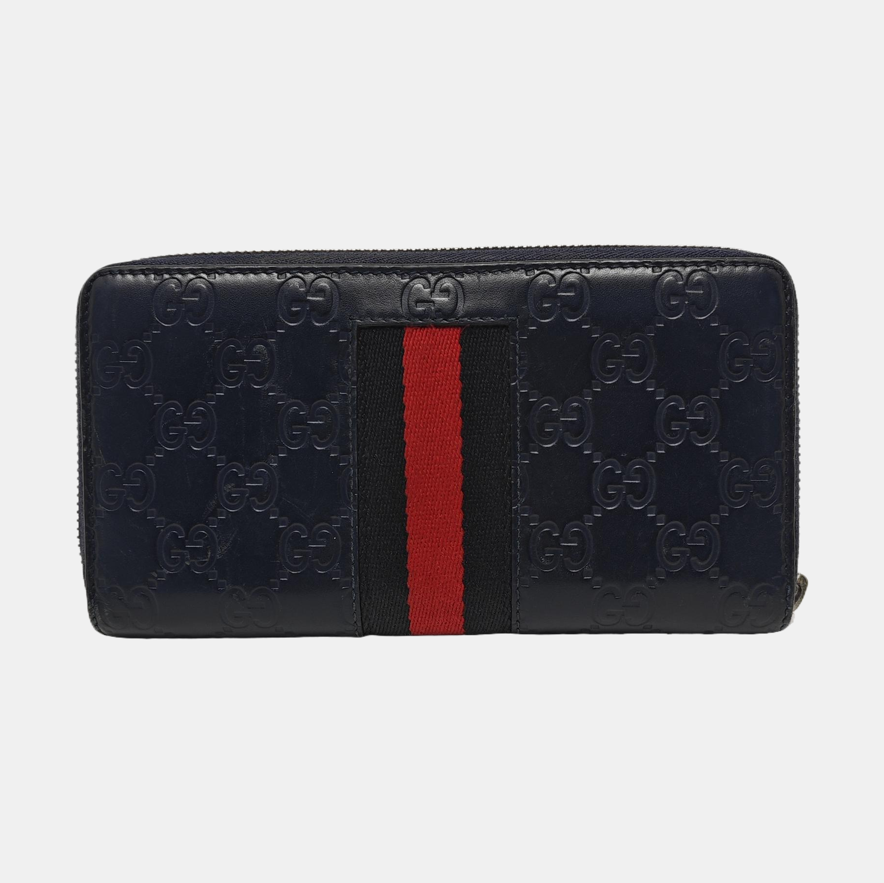 Signature Monogram Calfskin Blue Wallet