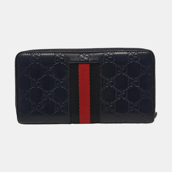 Signature Monogram Calfskin Blue Wallet