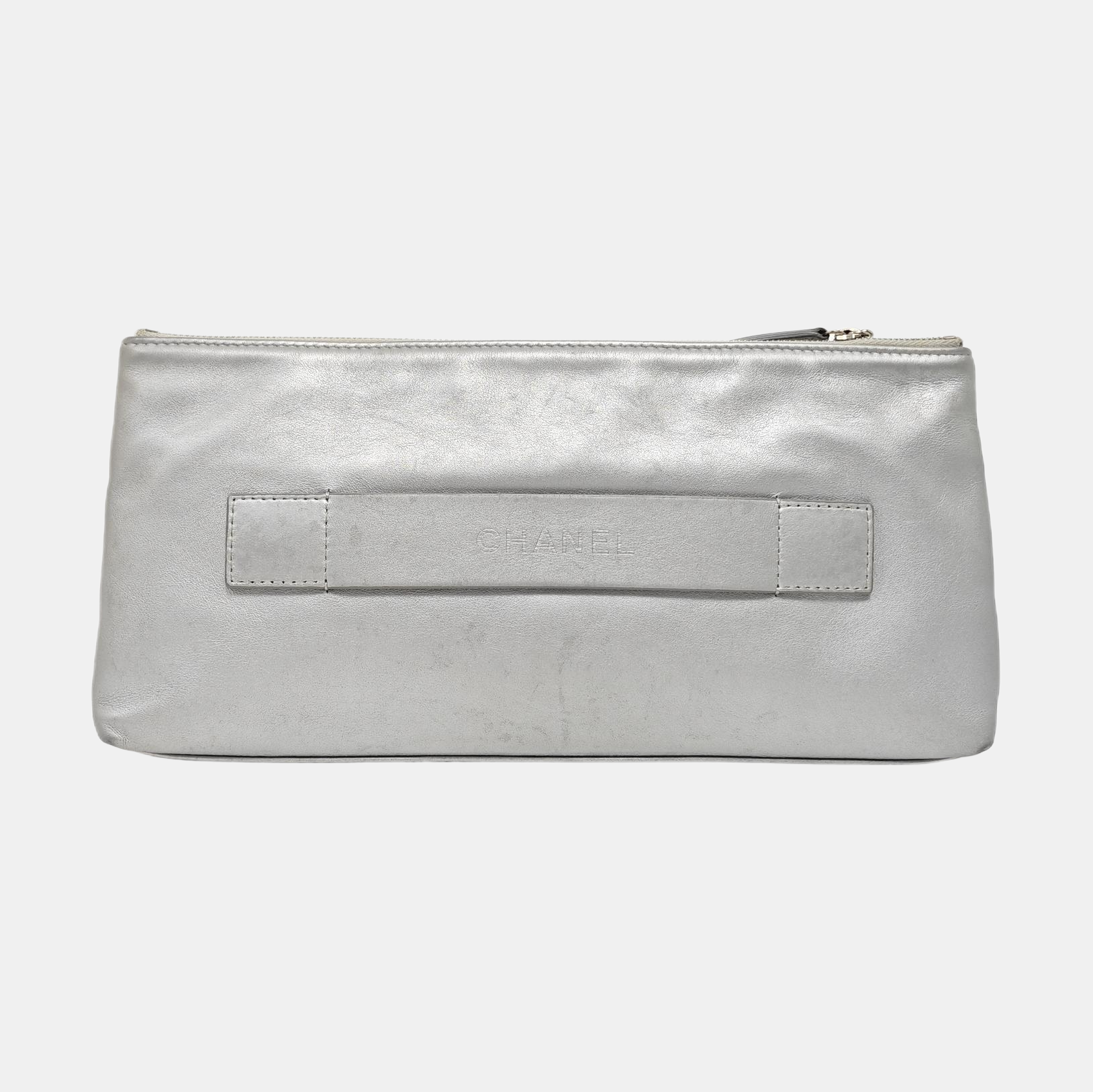 Calfskin Clutch Silver