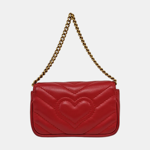 GG Marmont Super Mini Quilted Calfskin Red