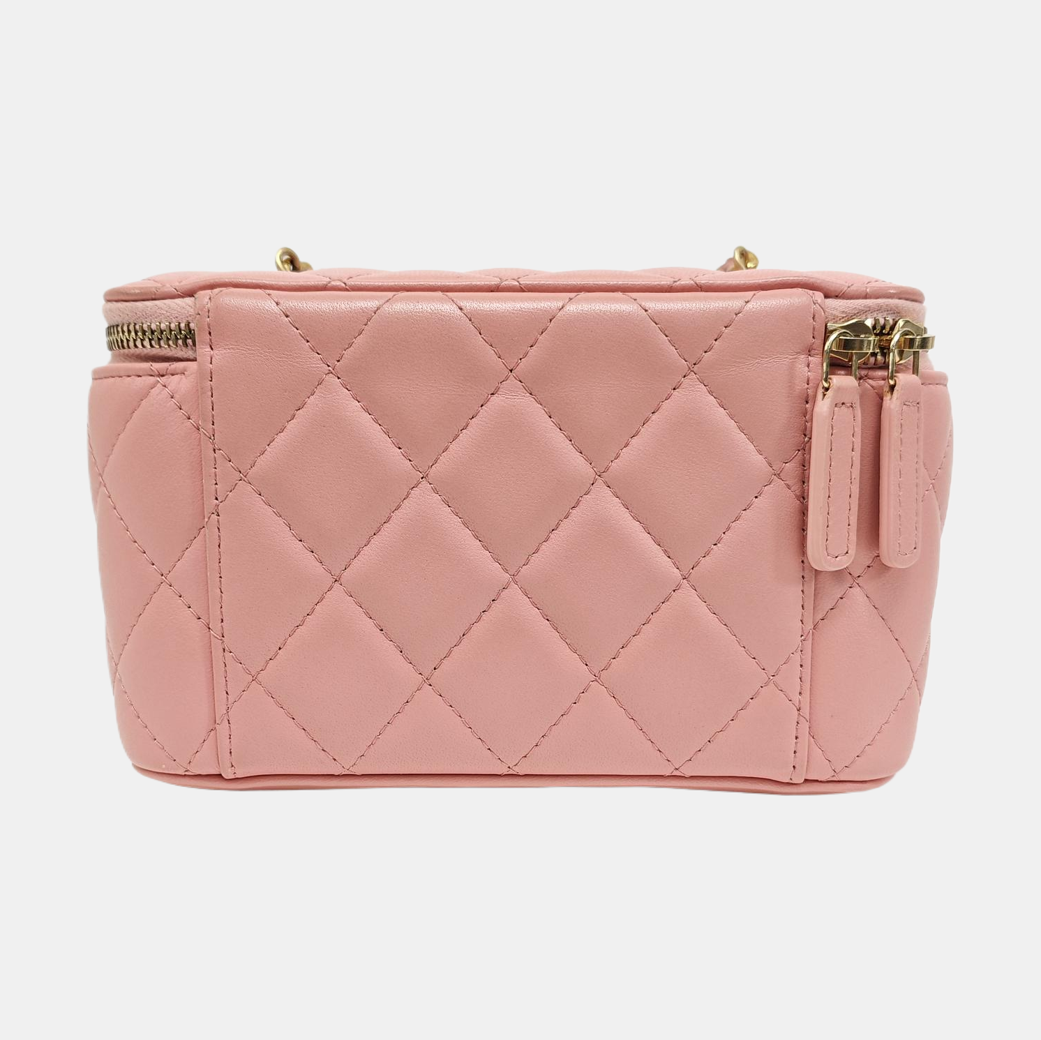 VANITY CASE Small Quilted Lambskin Pink