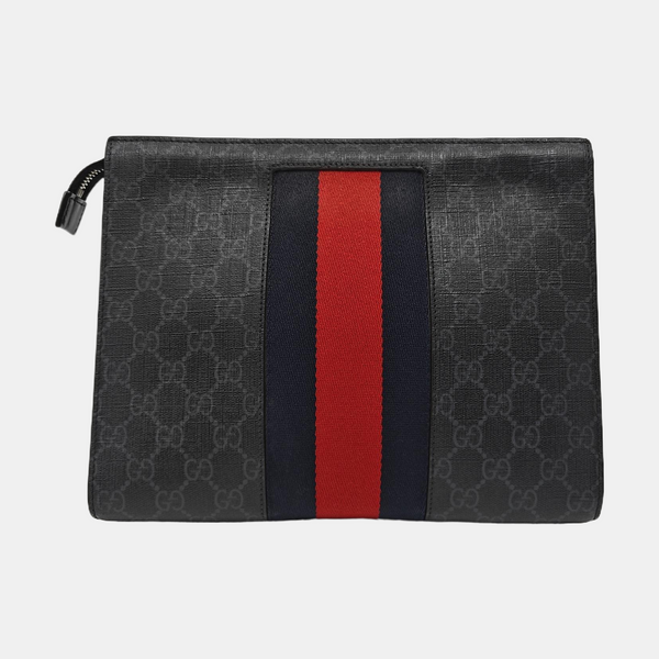 GG Supreme Monogram Coated Canvas Gray