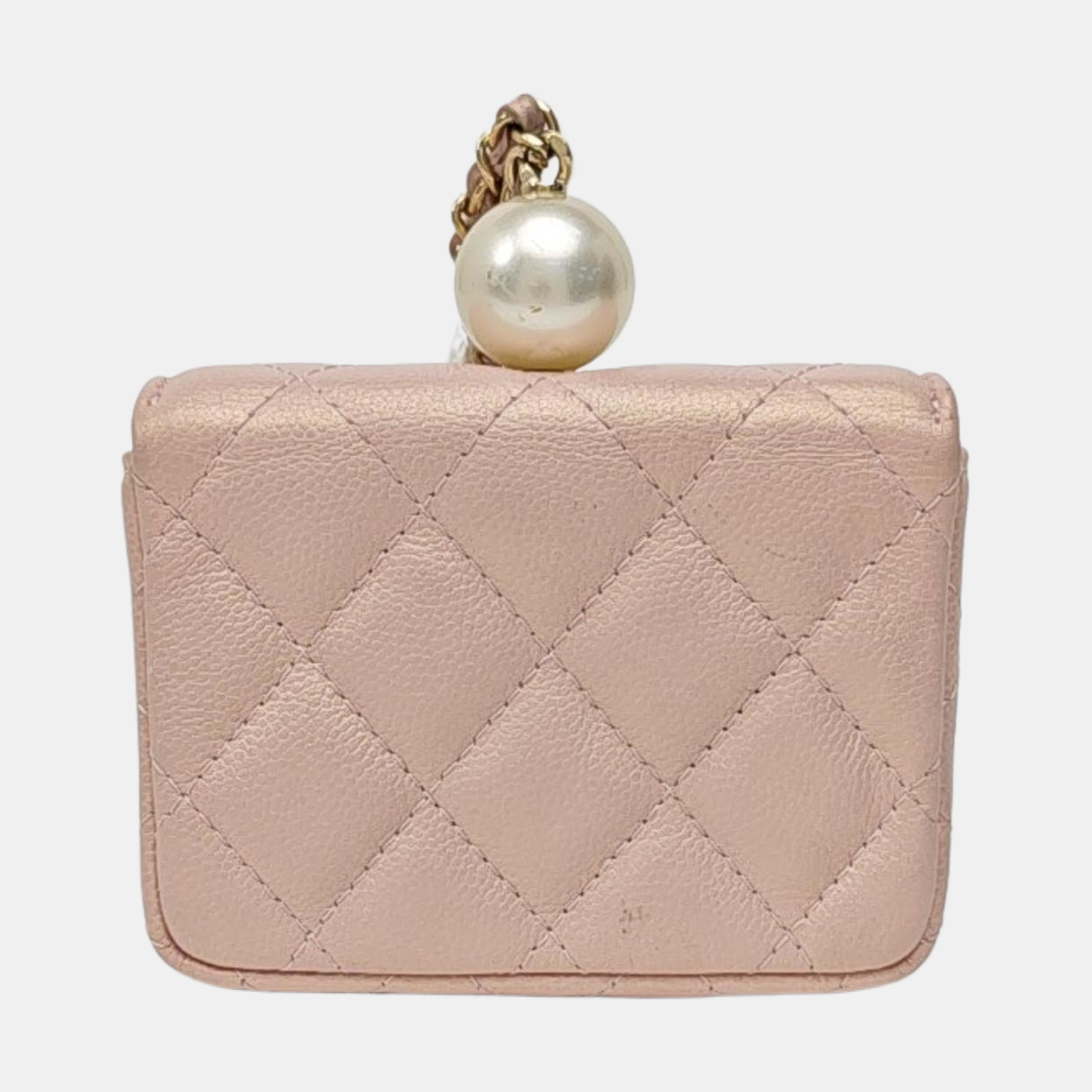 Quilted Grained Calfskin Shoulder Bag Small Pink