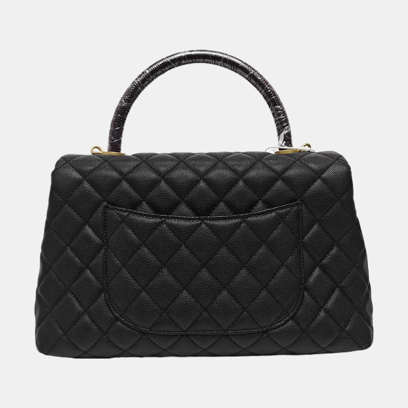 COCO HANDLE Medium Quilted Grained Calfskin Black