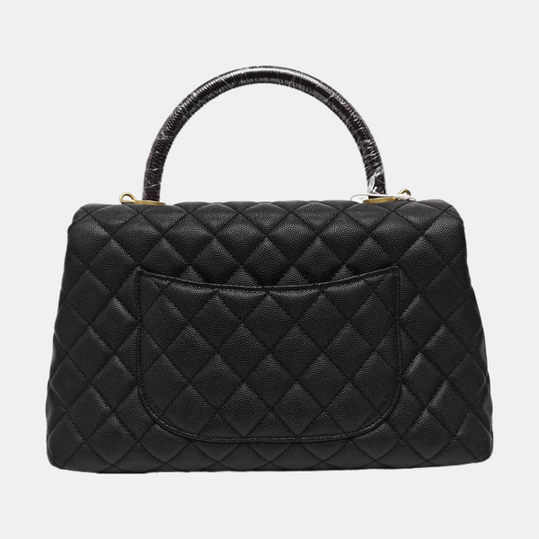 COCO HANDLE Medium Quilted Grained Calfskin Black