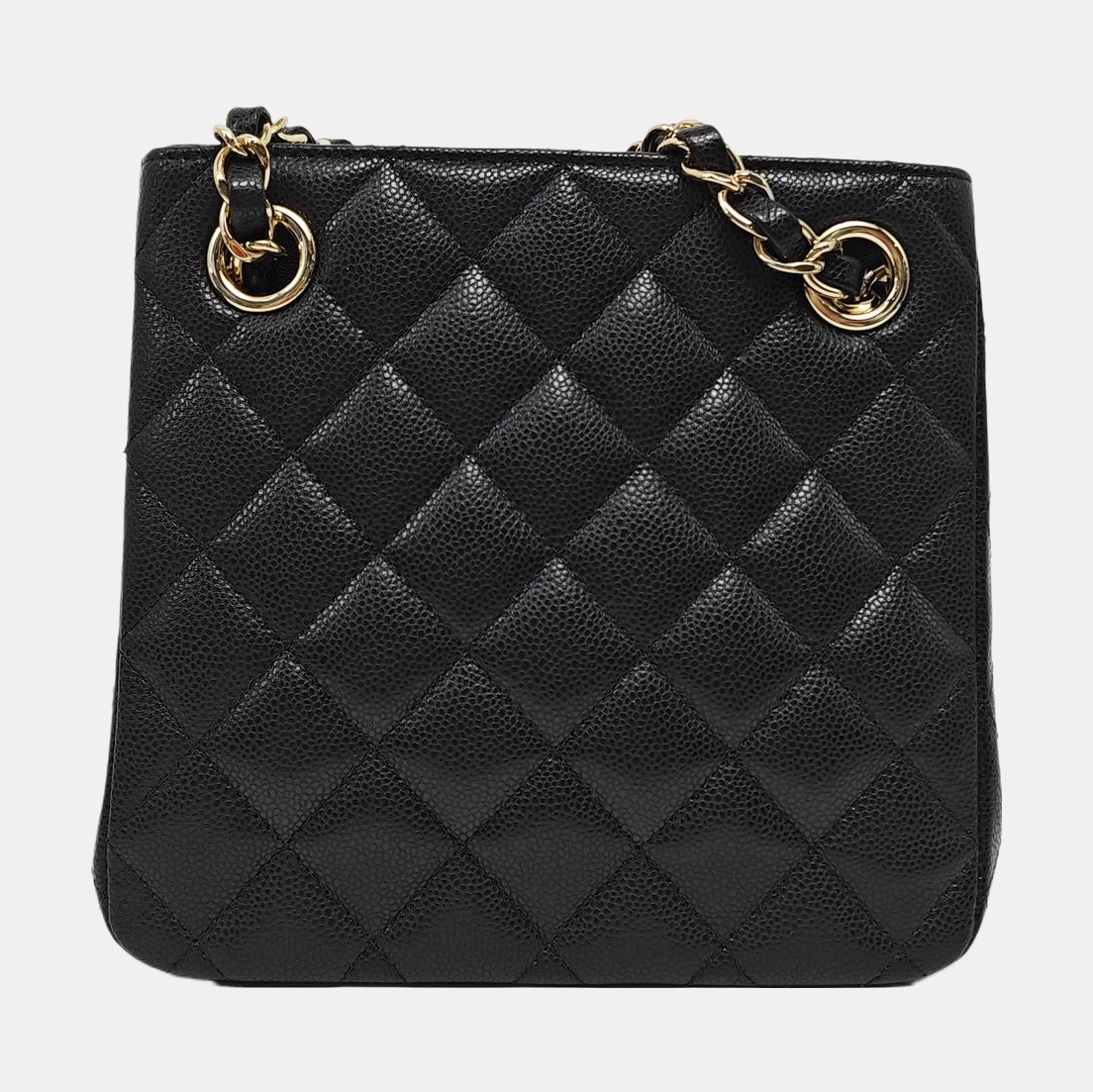 23P TOTE Quilted Grained Calfskin Black