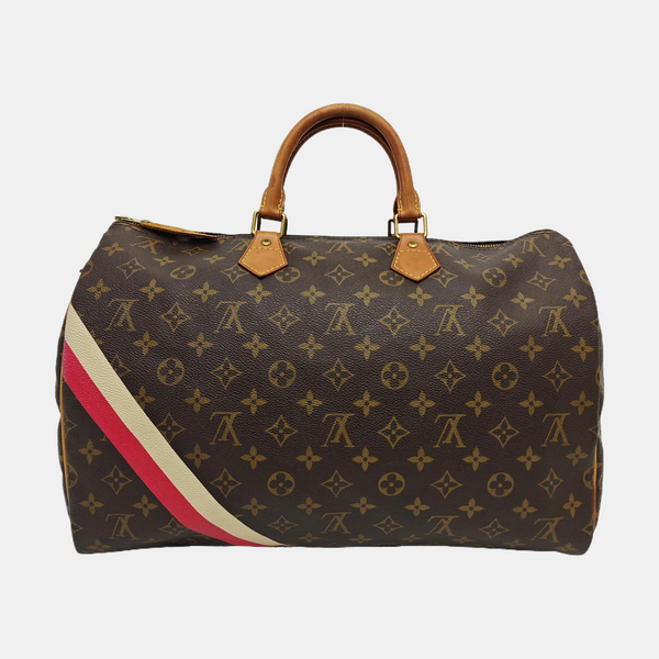 Monogram Coated Canvas Top Handle Bag 40 Brown
