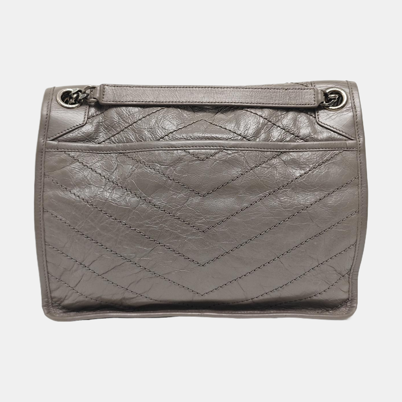 NIKI Medium Chevron Calfskin Gray