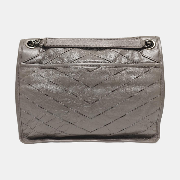 NIKI Medium Chevron Calfskin Gray