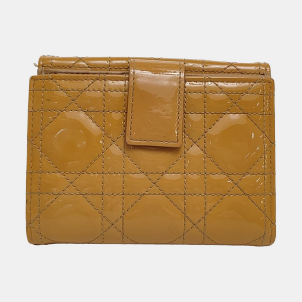 Cannage Patent Leather Clutch Yellow