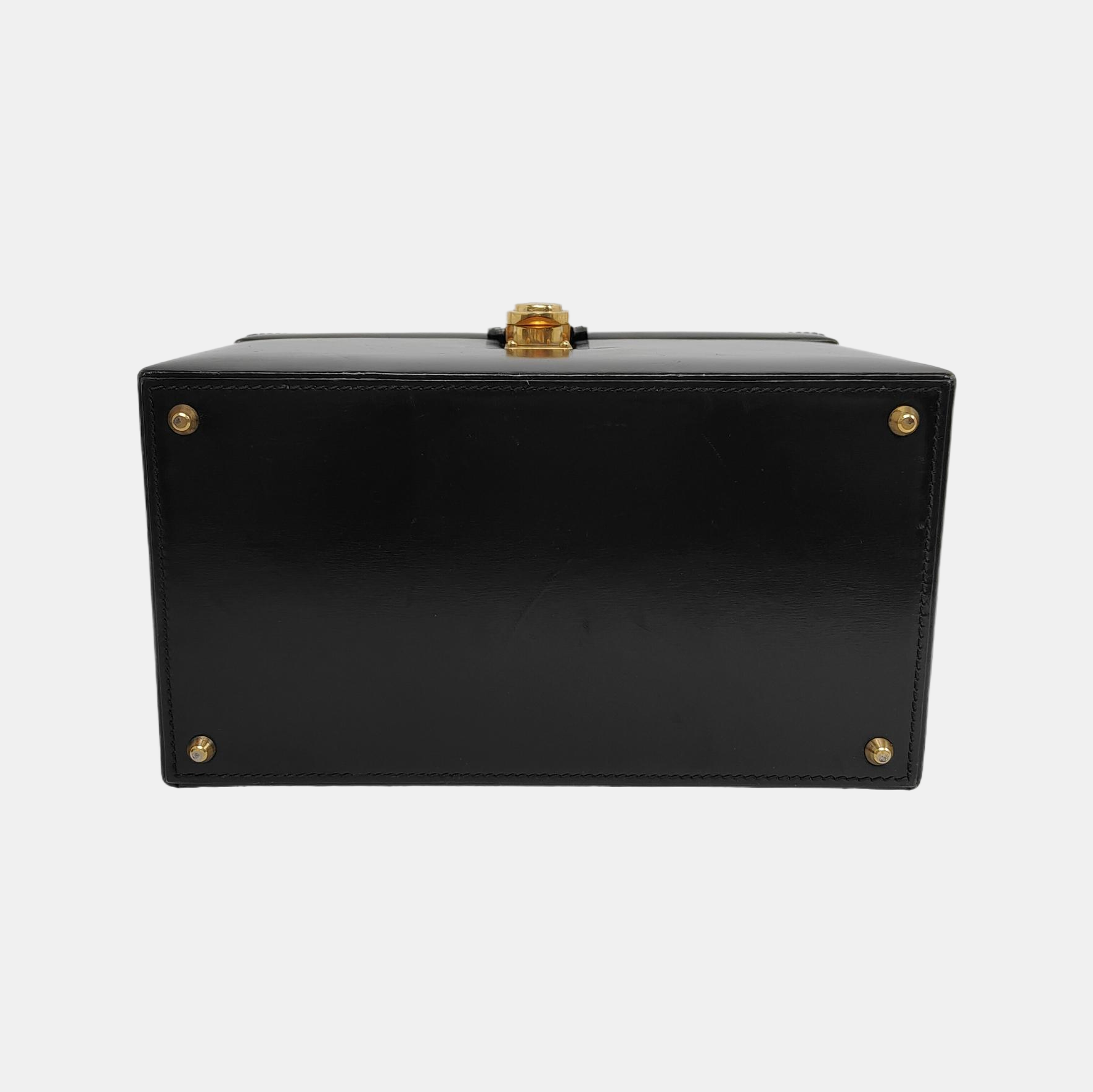 Calfskin Top Handle Bag Black