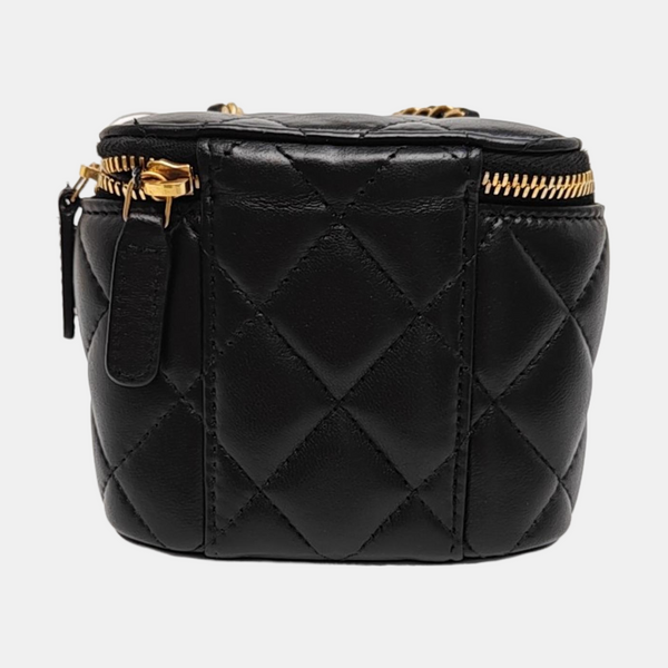 VANITY CASE Mini Quilted Lambskin Black