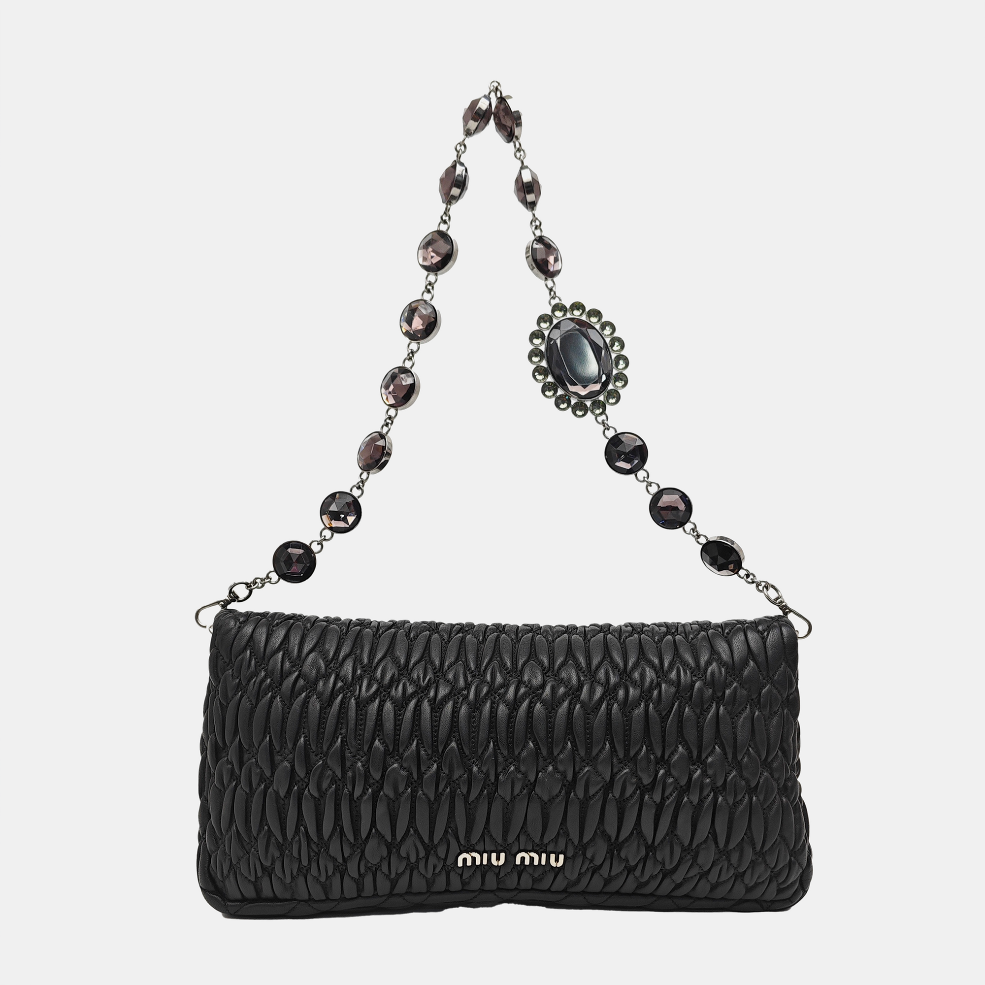Quilted Lambskin Top Handle Bag Black