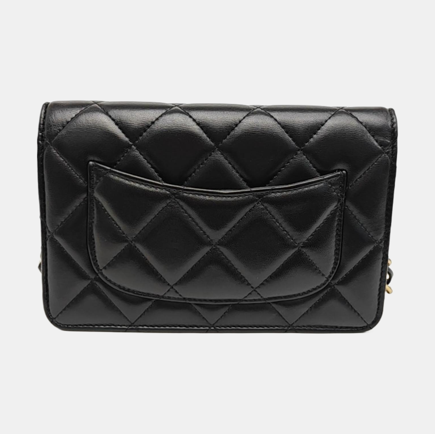 Quilted Lambskin Shoulder Bag Black