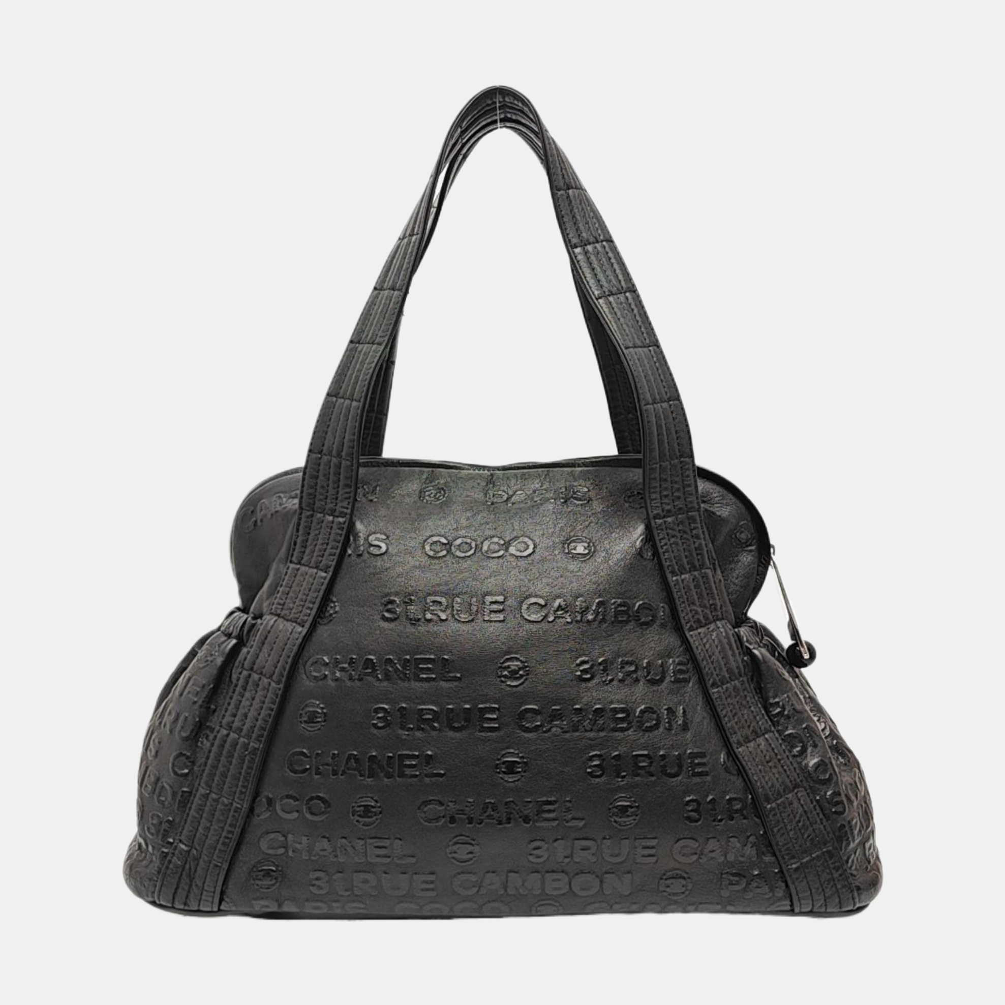 Calfskin Top Handle Bag Black