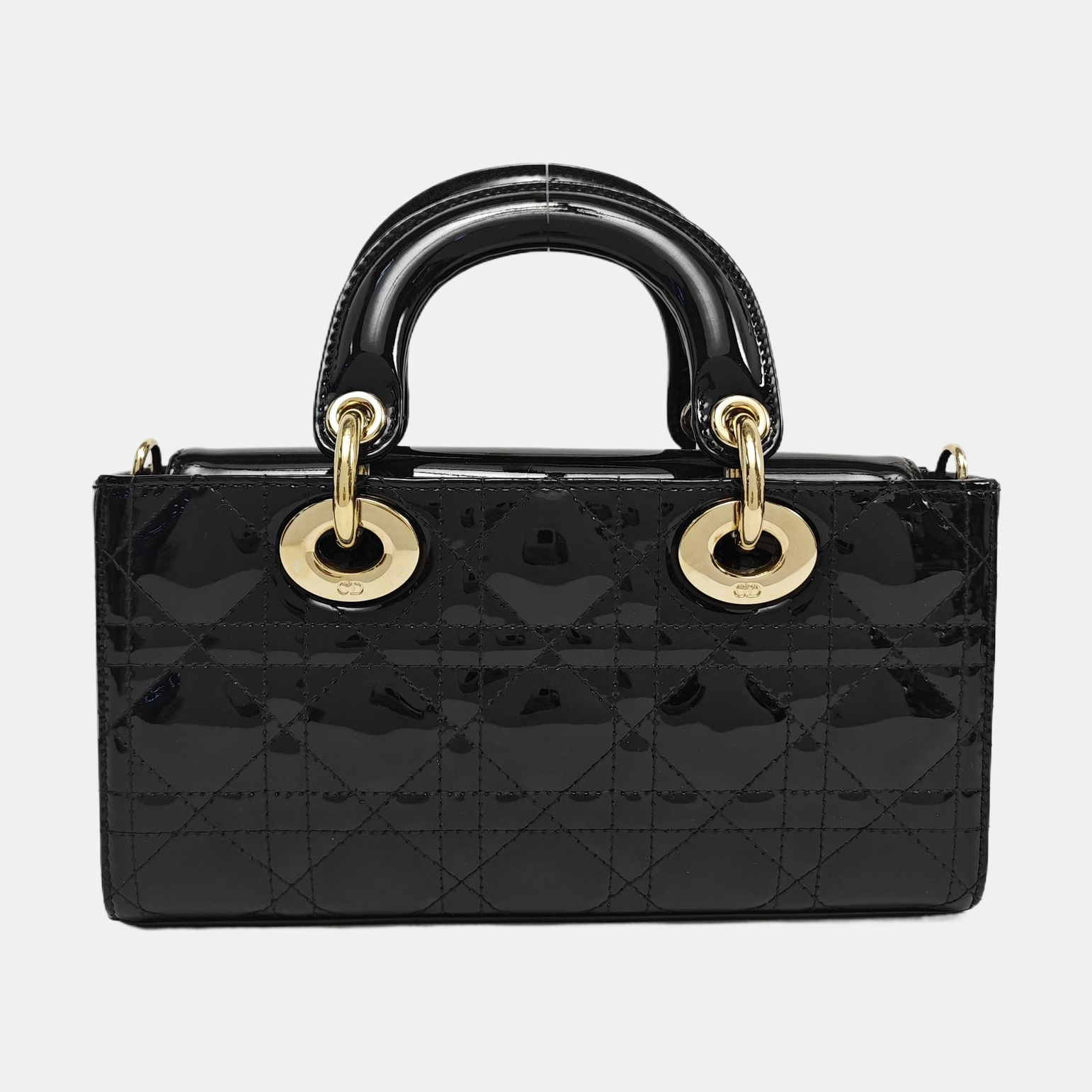 Lady Dior Small Cannage Patent Leather Black
