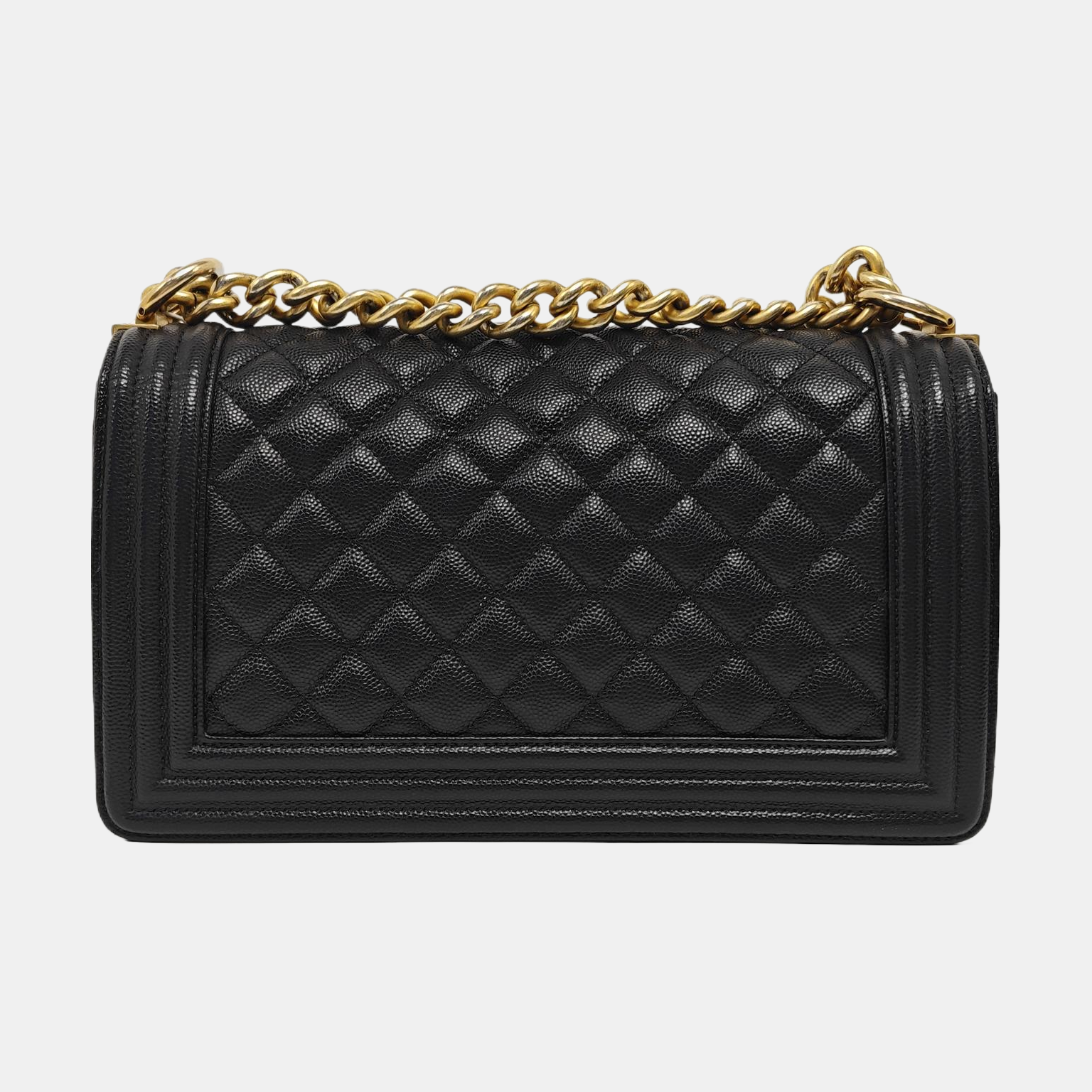 BOY CHANEL Medium Quilted Grained Calfskin Black