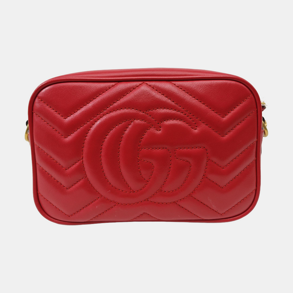 GG Marmont Super Mini Quilted Calfskin Red