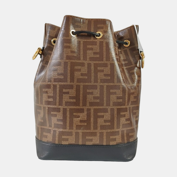 Authenticated pre-owned  Mon Tresor Small Coated Canvas Brown - Bucket Bag at Looply