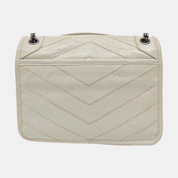 NIKI Small Chevron Calfskin White