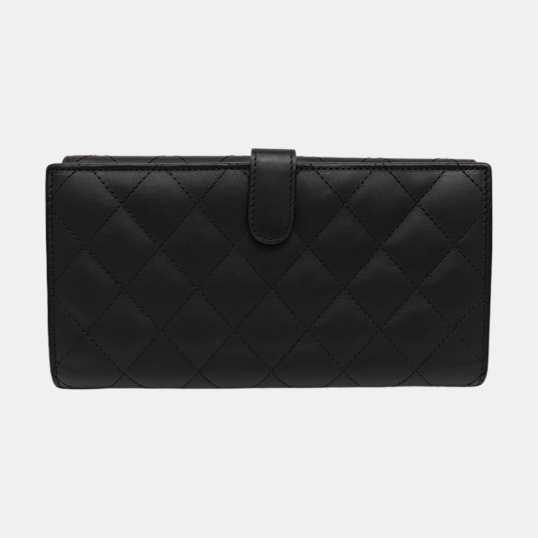CAMBON Medium Quilted Calfskin Black Wallet